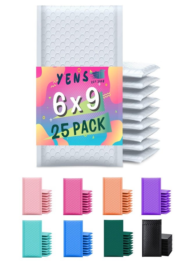 Yens Poly Bubble Mailers 6x10 25 Pack White Waterproof Self Seal Adhesive Shipping Bags, Cushioning Padded Envelopes for Shipping, Mailing, Packaging Usable 6x9 - Image 1