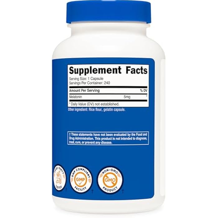 Nutricost Melatonin 5mg, 240 Capsules - 5mg Per Serving, Non-GMO, Gluten Free - Image 5
