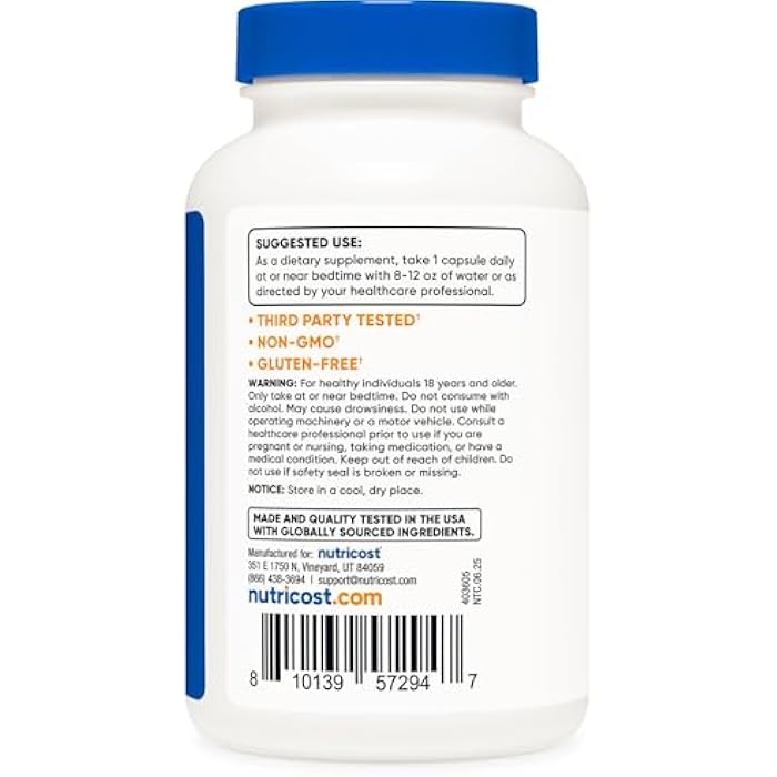 Nutricost Melatonin 5mg, 240 Capsules - 5mg Per Serving, Non-GMO, Gluten Free - Image 4