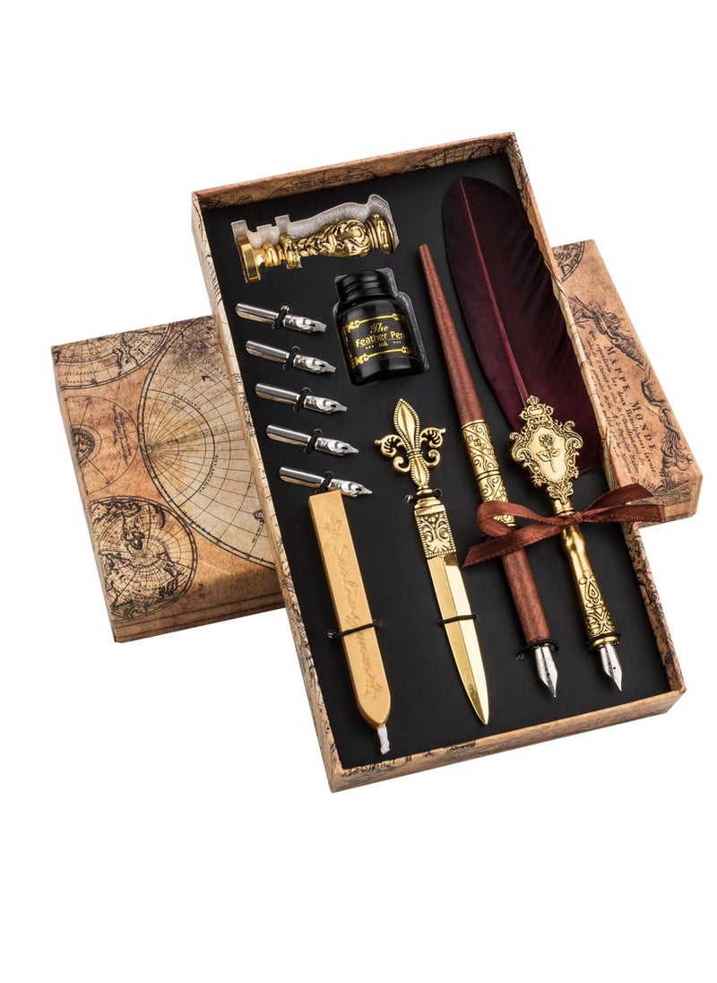 Calligraphy Pen Set - Deluxe Feather Quill Pen Set for Beginners, Complete Calligraphy Kit with Natural Feather and High-Grade Materials, Ideal Gift for , Birthdays, Weddings - Image 1