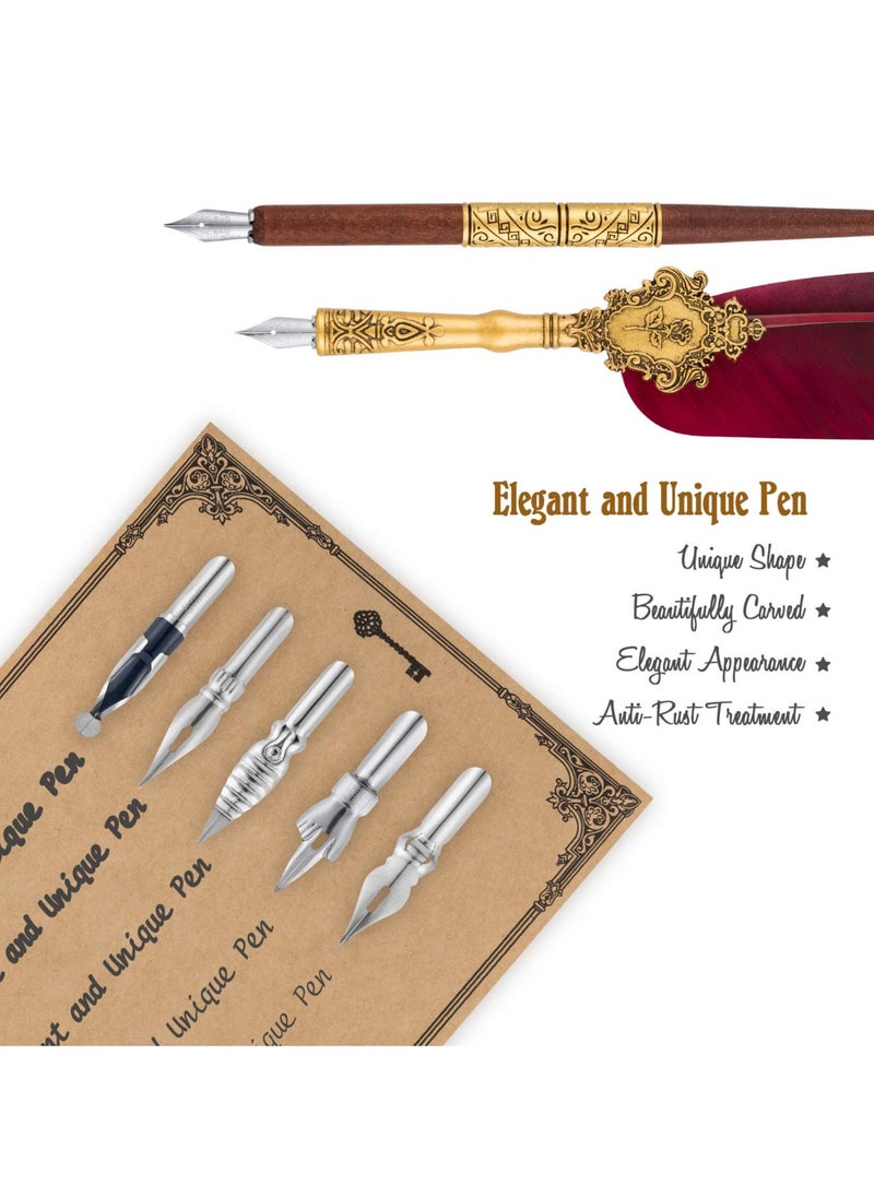 Calligraphy Pen Set - Deluxe Feather Quill Pen Set for Beginners, Complete Calligraphy Kit with Natural Feather and High-Grade Materials, Ideal Gift for , Birthdays, Weddings - Image 2