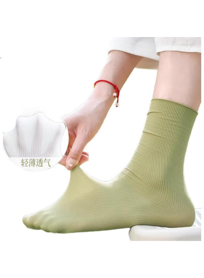 Madallo 10 Pairs Of Women'S Thin Mid-Calf Pile Socks Ice Silk Breathable Summer Boneless Cool Feeling Long Socks - Image 2