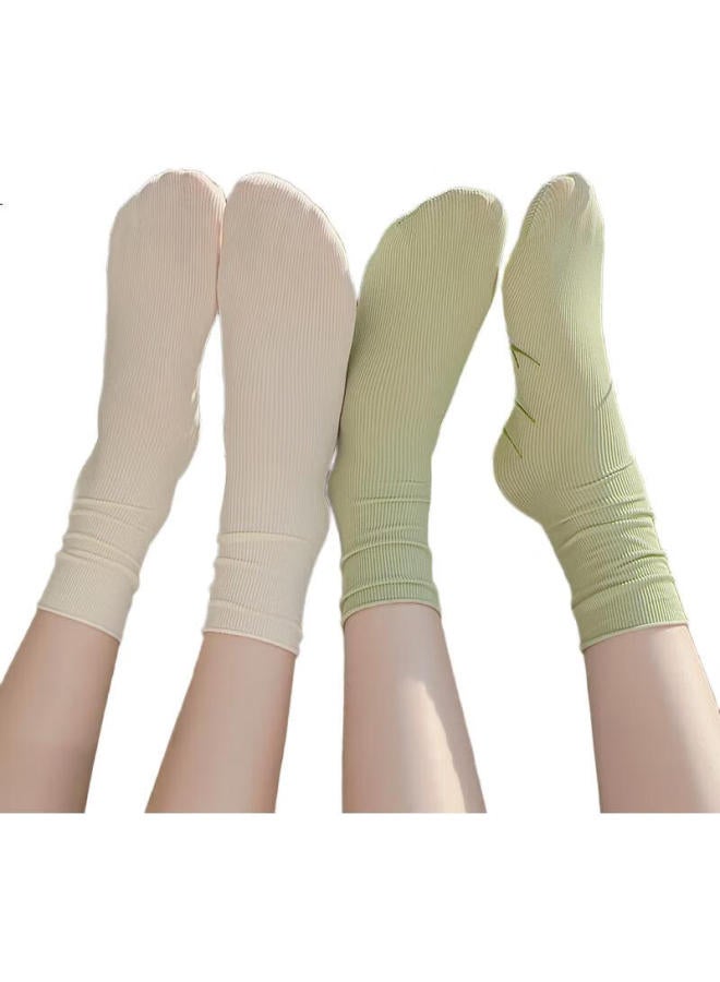 Madallo 10 Pairs Of Women'S Thin Mid-Calf Pile Socks Ice Silk Breathable Summer Boneless Cool Feeling Long Socks - Image 1