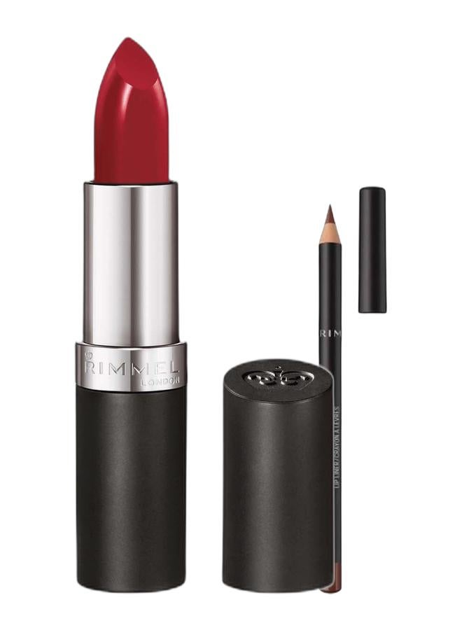RIMMEL LONDON Lasting Finish Lipstick - 01 Red & Lasting Finish Lip Liner – 790 –Brownie PieBundle - Image 1