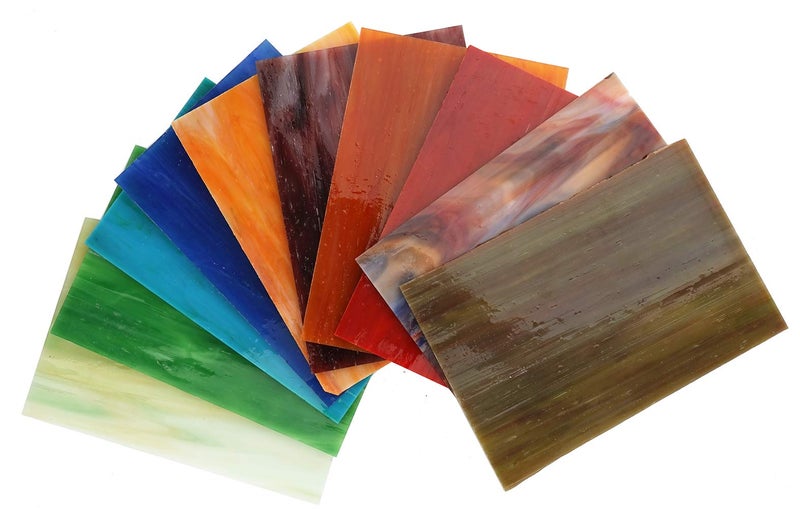 Lanyani 10 Sheets Variety Streaky Glass Packs 4 x 6 inch Cathedrals Stained Glass Sheets for Mosaic Tiles Crafts,Mixed Colors - Image 4