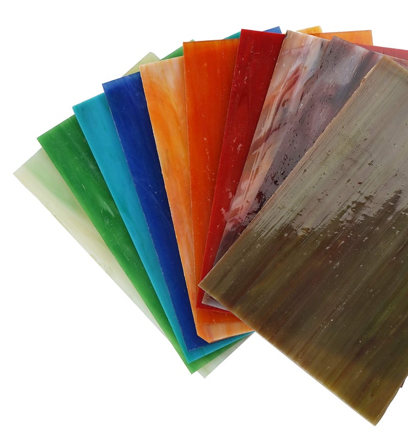 Lanyani 10 Sheets Variety Streaky Glass Packs 4 x 6 inch Cathedrals Stained Glass Sheets for Mosaic Tiles Crafts,Mixed Colors - Image 5