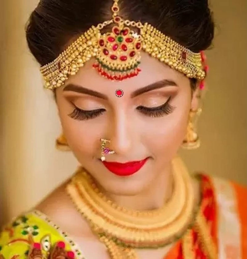 VAMA Maroon Red Golden Crystal Stone Bindi for Women Pottu Kumkum Sindoor Bindee Sticker Bridal Bindi for Wedding Stone Bindi for Girls Size 7mm Pack of 120 Bindis Stone - Image 3