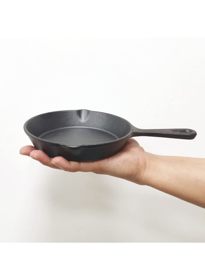 6 Inch Cast Iron Skillet Frying Pan with Drip Spouts, Pre-Seasoned and Oven Safe - Image 4