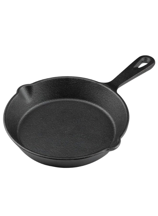 6 Inch Cast Iron Skillet Frying Pan with Drip Spouts, Pre-Seasoned and Oven Safe - Image 1