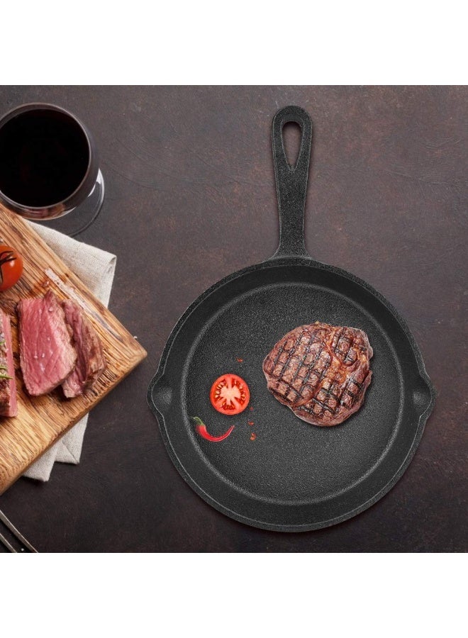 6 Inch Cast Iron Skillet Frying Pan with Drip Spouts, Pre-Seasoned and Oven Safe - Image 3