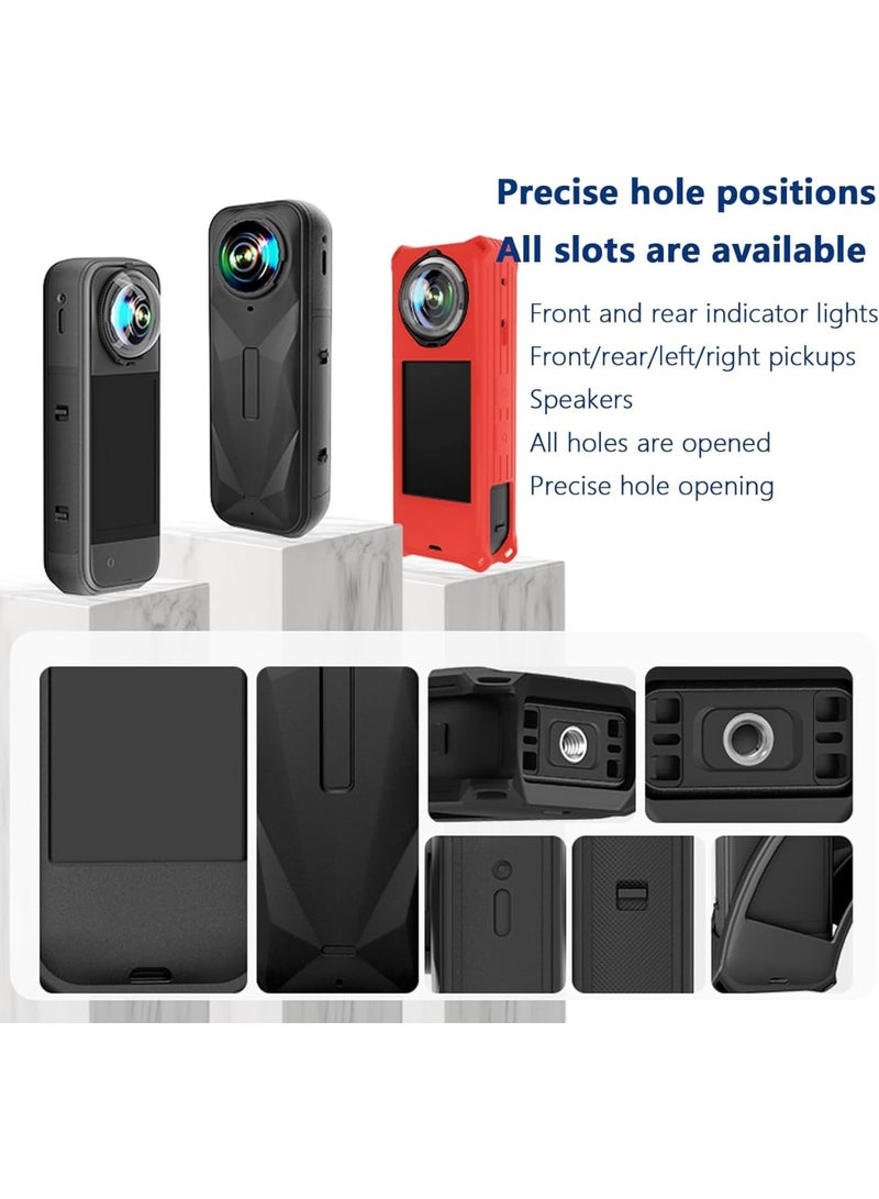 SYOSI Protective Case Compatible with Insta360 X5, Soft Rubber Housing Shell with Lens Cap & Lanyard, Durable Silicone Camera Accessories for Insta360 X5, Shockproof Protection for Photography Gear (Black) - Image 2