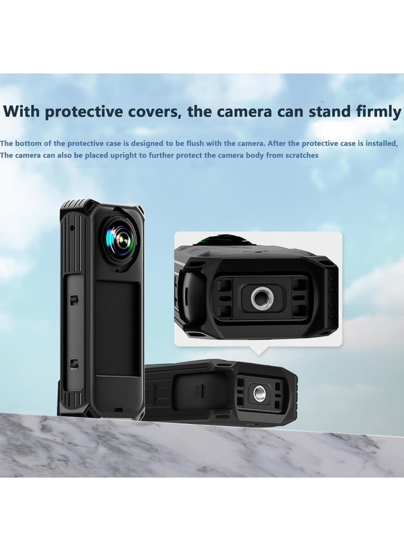 SYOSI Protective Case Compatible with Insta360 X5, Soft Rubber Housing Shell with Lens Cap & Lanyard, Durable Silicone Camera Accessories for Insta360 X5, Shockproof Protection for Photography Gear (Black) - Image 3