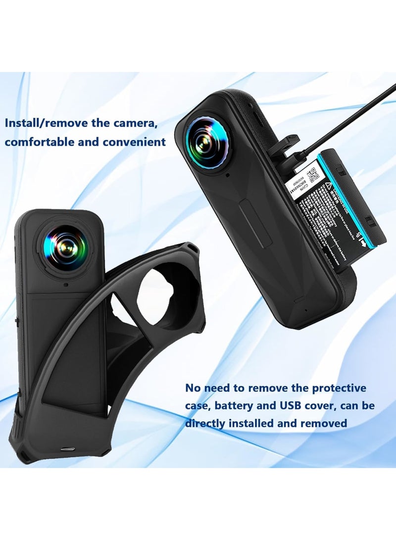 SYOSI Protective Case Compatible with Insta360 X5, Soft Rubber Housing Shell with Lens Cap & Lanyard, Durable Silicone Camera Accessories for Insta360 X5, Shockproof Protection for Photography Gear (Black) - Image 4