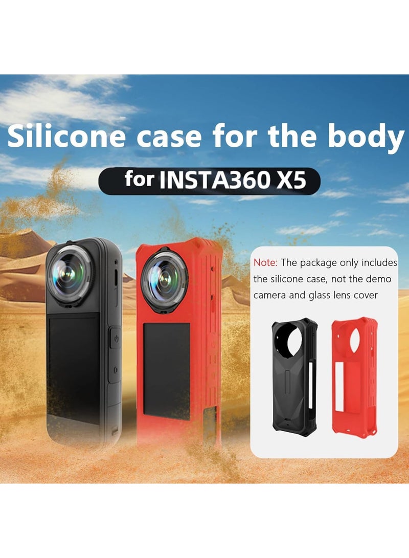 SYOSI Protective Case Compatible with Insta360 X5, Soft Rubber Housing Shell with Lens Cap & Lanyard, Durable Silicone Camera Accessories for Insta360 X5, Shockproof Protection for Photography Gear (Black) - Image 5