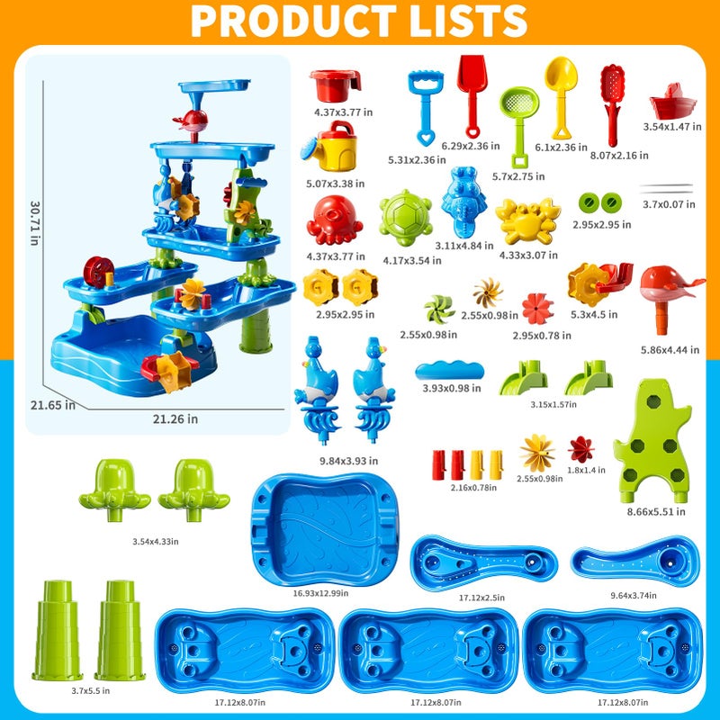 WATUDOU Five-Tiered Outdoor Water Table for Kids 3 4 5 6 7 8 Year Old - Sensory Activity Water Table Playset, Summer Sand Beach Toys, Outside Toys for Toddlers 3-5, Birthday Gifts for Boys & Girls 3+ - Image 2