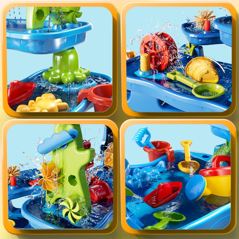 WATUDOU Five-Tiered Outdoor Water Table for Kids 3 4 5 6 7 8 Year Old - Sensory Activity Water Table Playset, Summer Sand Beach Toys, Outside Toys for Toddlers 3-5, Birthday Gifts for Boys & Girls 3+ - Image 3