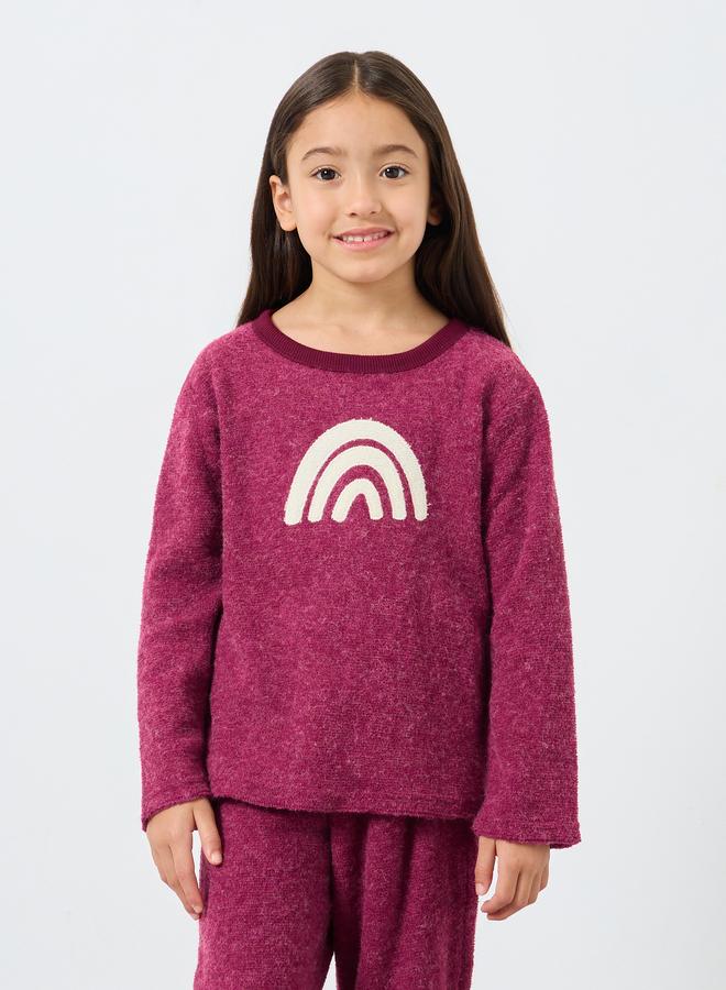 ستايلي طقم من بنطال بيجاما وبلوزة بنسيج فليس - Image 2