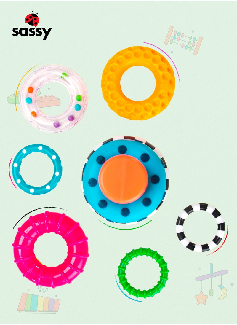 Sassy Stacks of Circles Baby Ring Stacker  – Fun, colorful toy for teething, sensory play & STEM learning. Boosts motor skills & hand-eye coordination. Perfect gift for babies 6+ months.  - Image 5