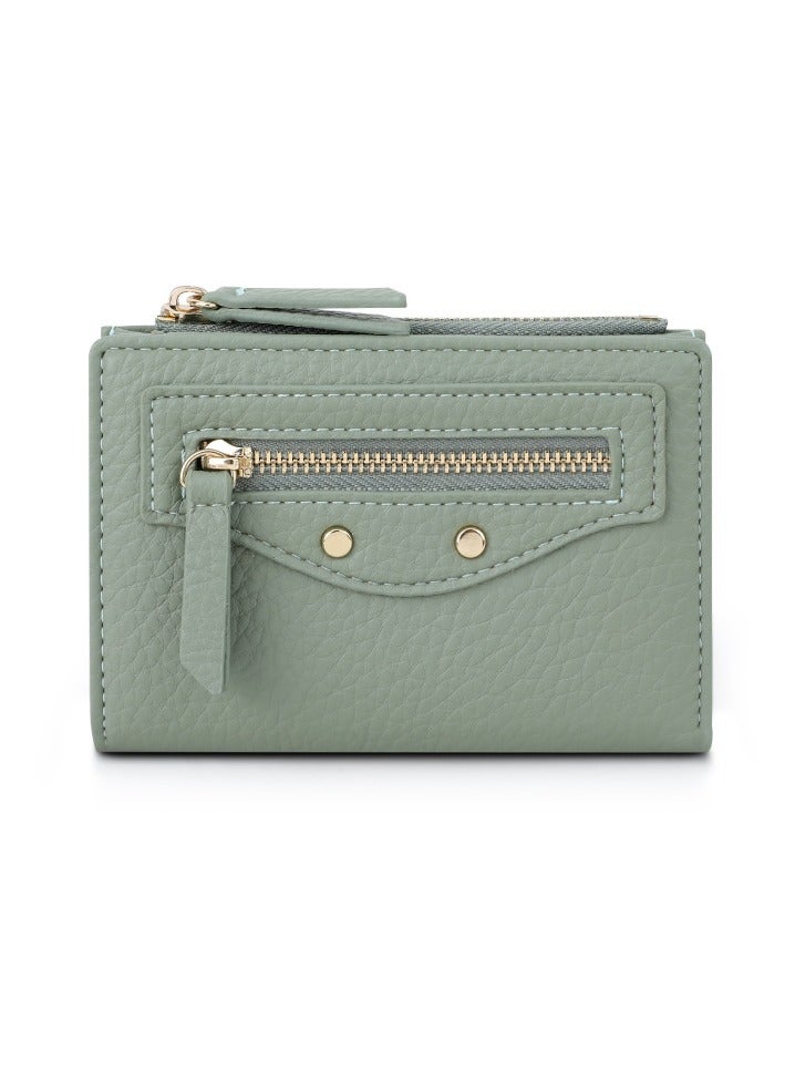 xozgdovg Women's zipper short purse green 