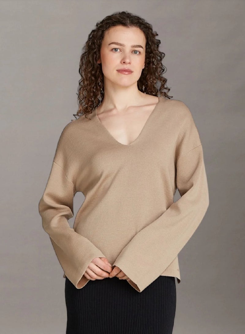 CALVIN KLEIN Wool Blend V-Neck Sweater - Image 1
