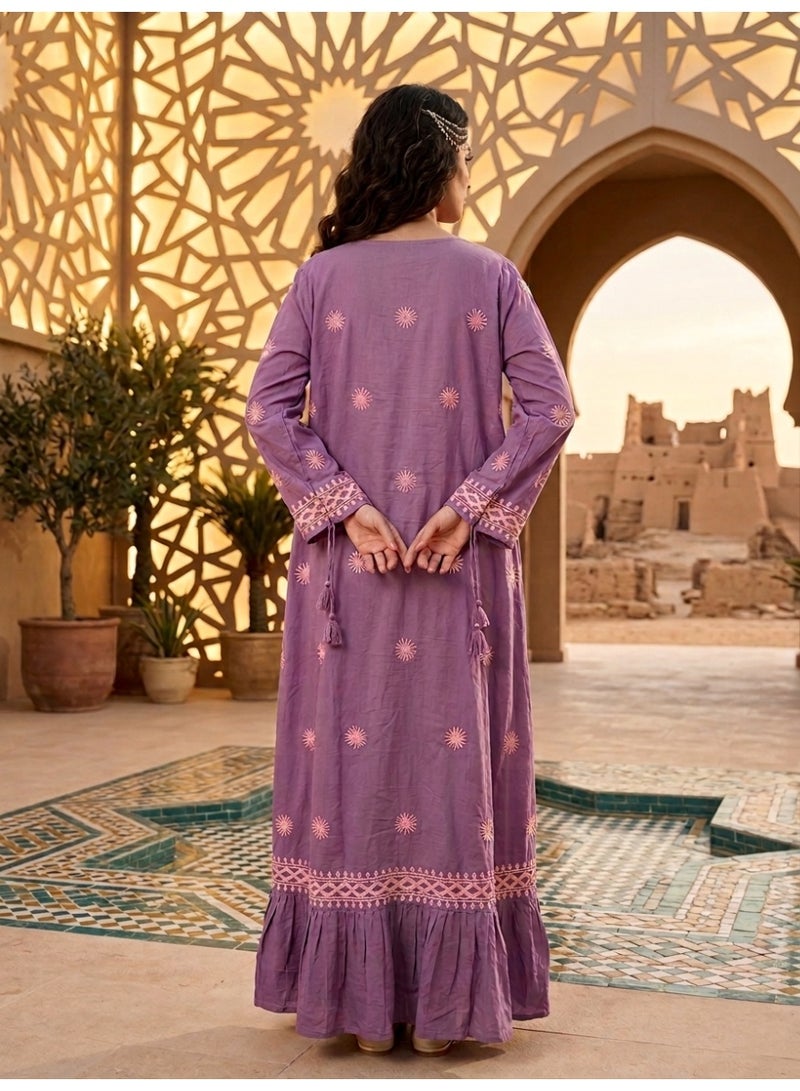 Alaya Embroidered Chikankari Modal Kaftan Hot Pink-AL3605 - Image 2