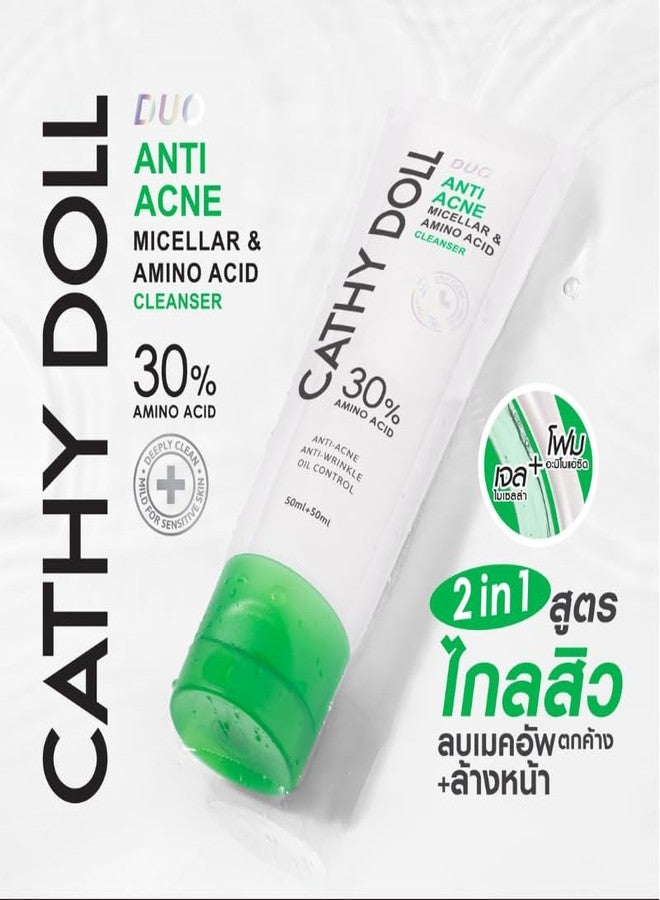 VIRAVIN HOUSEWARE Cathy Doll Anti Acne Micellar & Amino Acid Cleanser, 30% Amino Acid, 2 in 1, 50ml+50ml - Image 2