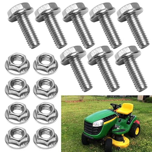 Ohoho 8 Pack 19M7775 14M7303 Stainless Steel Hex Flanged Battery Terminal Bolt and Nut Kit for JOHN Deere G110 L100 L110 L111 L120 L130 LT170 D100 D105 D110 LX176 LX178 Lawn Tractors - Image 1