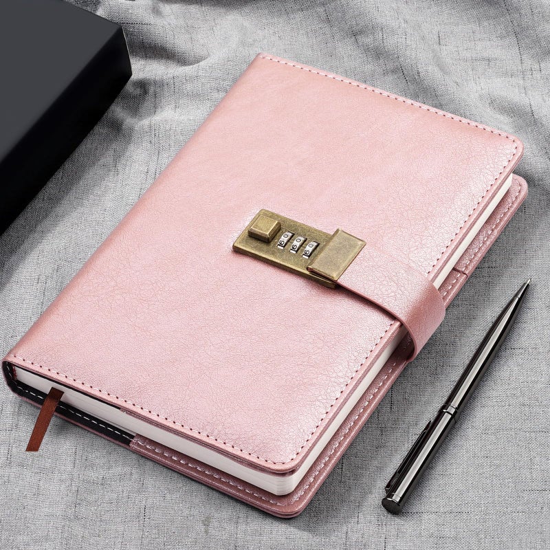 WEMATE Diary with Lock, A5 PU Leather Journal with Lock 240 Pages, Vintage Locks Journal Password Notebook with Pen, Locks Diary Planner Organizer for Men and Women, 8.6x5.8in - Image 5