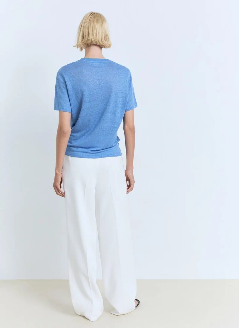 MANGO Short-Sleeved Linen T-Shirt