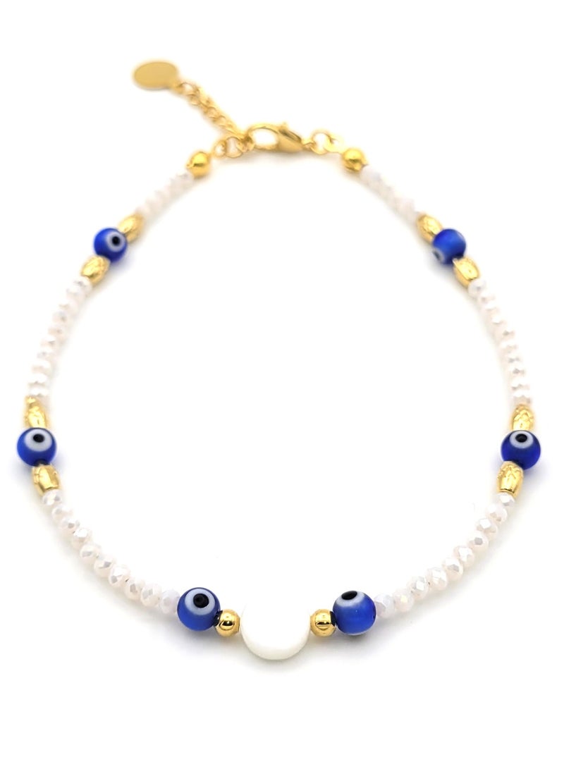 Alwan Long Size Crystal Anklet with Evil Eyes - Image 2