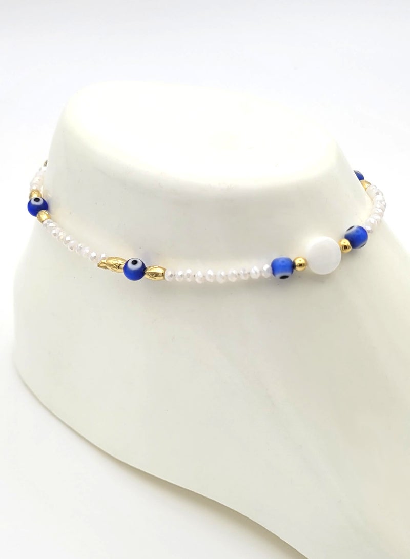 Alwan Long Size Crystal Anklet with Evil Eyes - Image 3