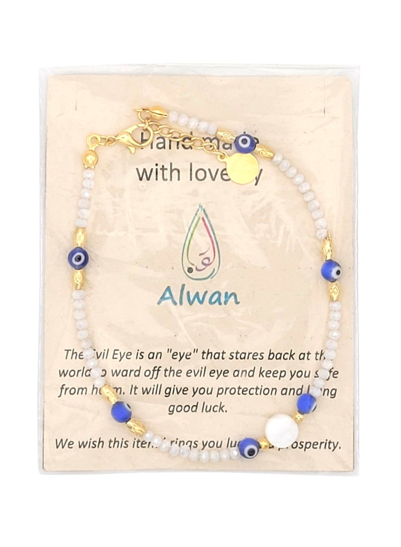 Alwan Long Size Crystal Anklet with Evil Eyes - Image 4