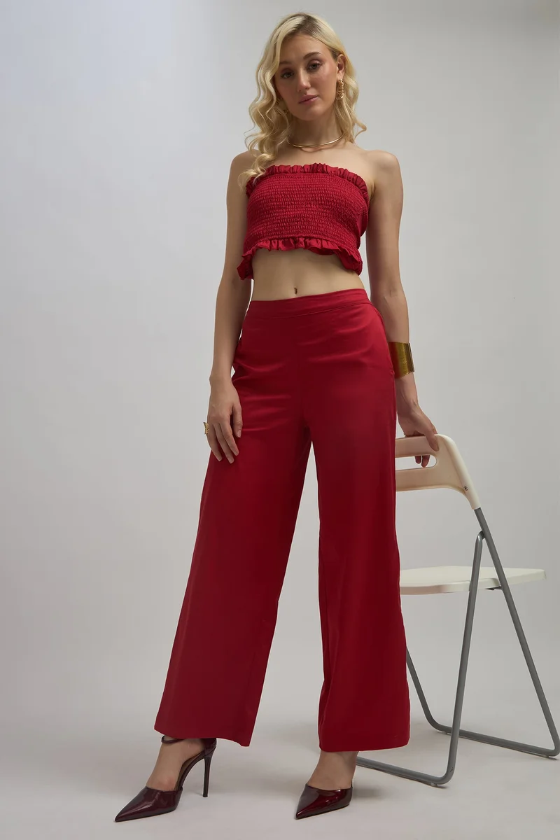 Virgio Cotton Stretch High Rise Wide Pants
