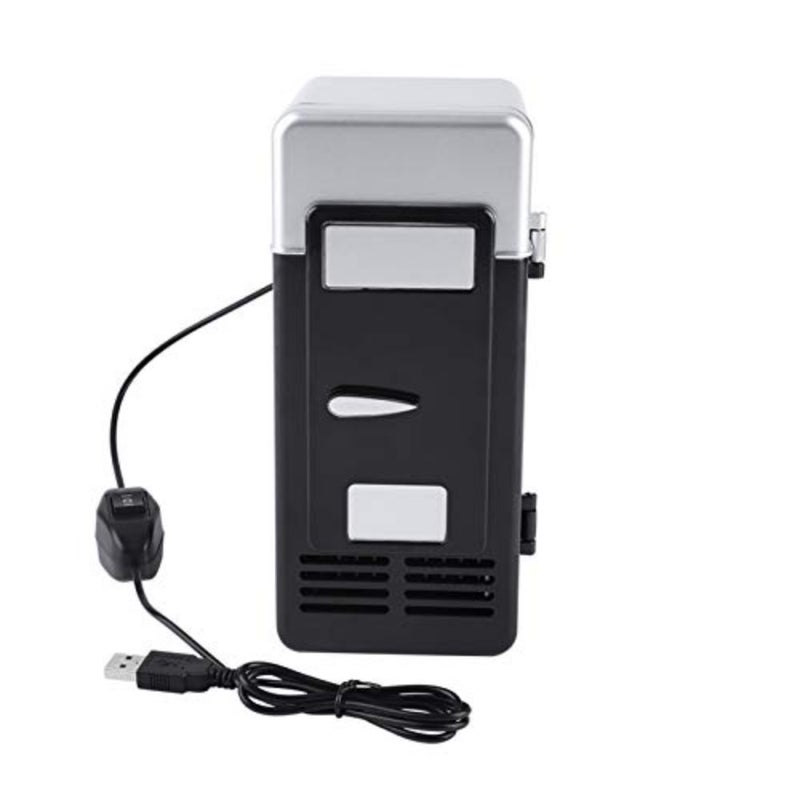 Portable car refrigerator for travel, ABS plastic, black, 0.035L capacity, USB-powered cooling and warming - Image 1