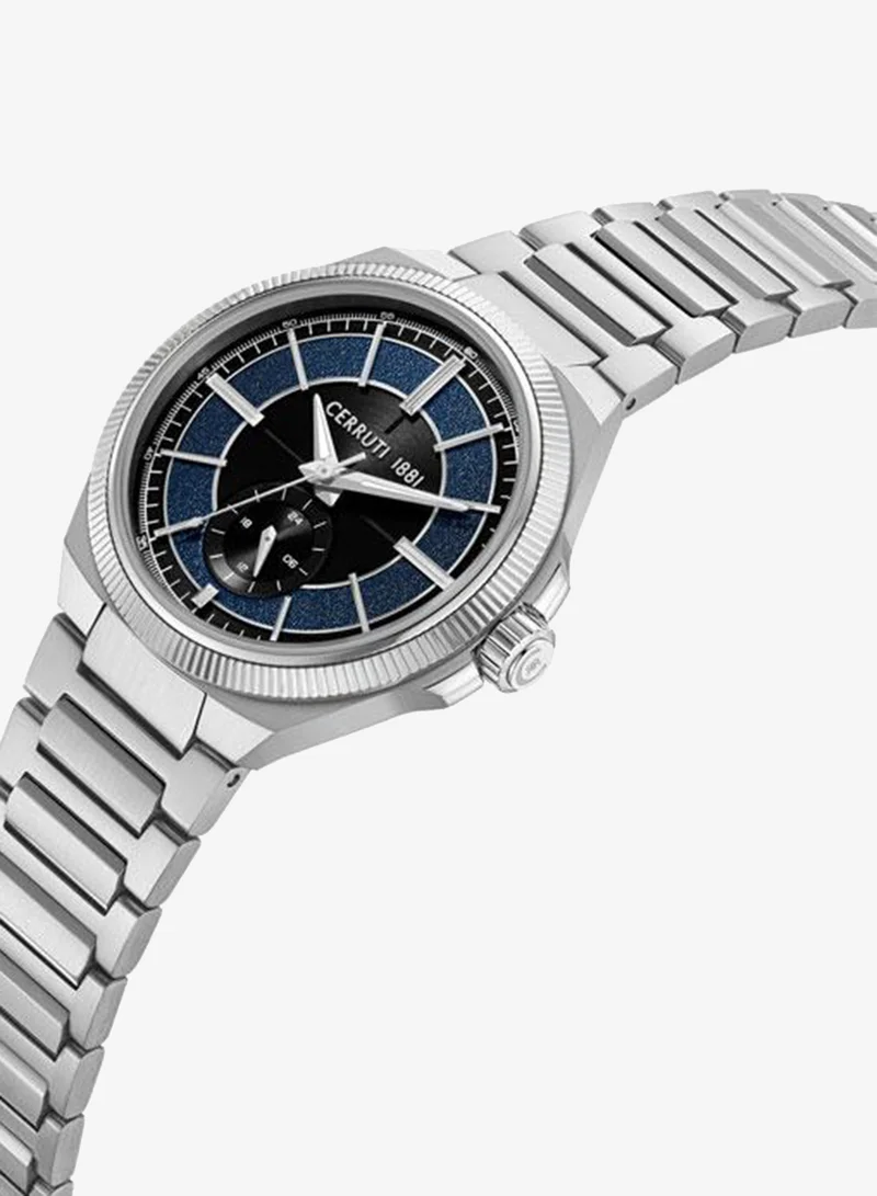 شيروتي 1881 Faedo 41.7mm Blue Gunmetal Dial Quartz Multifunction Watch For Men
