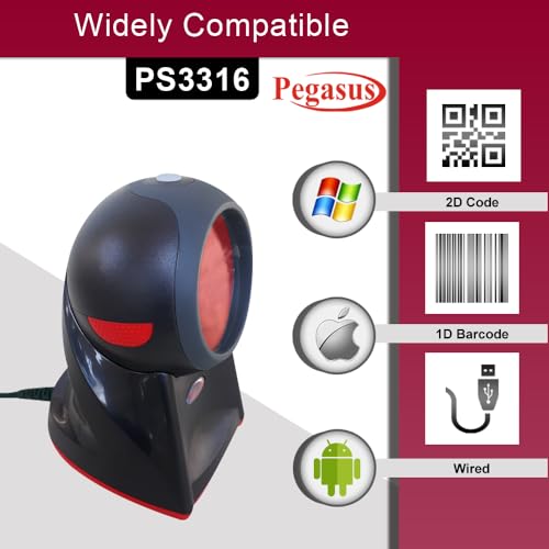 Pegasus PS3316 2D QR Omni Presentation Hand Free Barcode Scanner for Supermarket & Retail Shop - Image 4