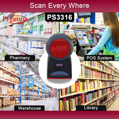 Pegasus PS3316 2D QR Omni Presentation Hand Free Barcode Scanner for Supermarket & Retail Shop - Image 2