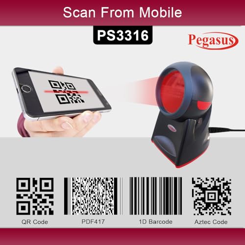 Pegasus PS3316 2D QR Omni Presentation Hand Free Barcode Scanner for Supermarket & Retail Shop - Image 5