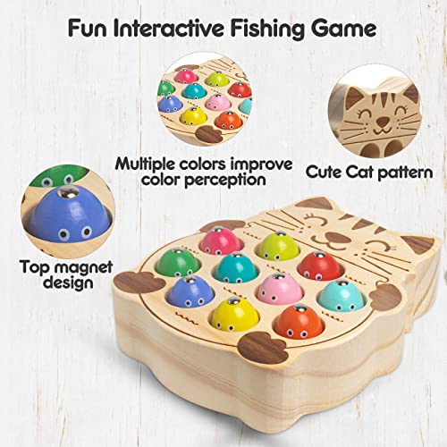 NAODONGLI Fishing Game for Kids 35Wooden Montessori Preschool Education Learning HandEye Cognition Fine Motor Skill Color Sorting Magnetic Fishing Toys Easter Basket Stuffers Gifts for Boys Girls - Image 5
