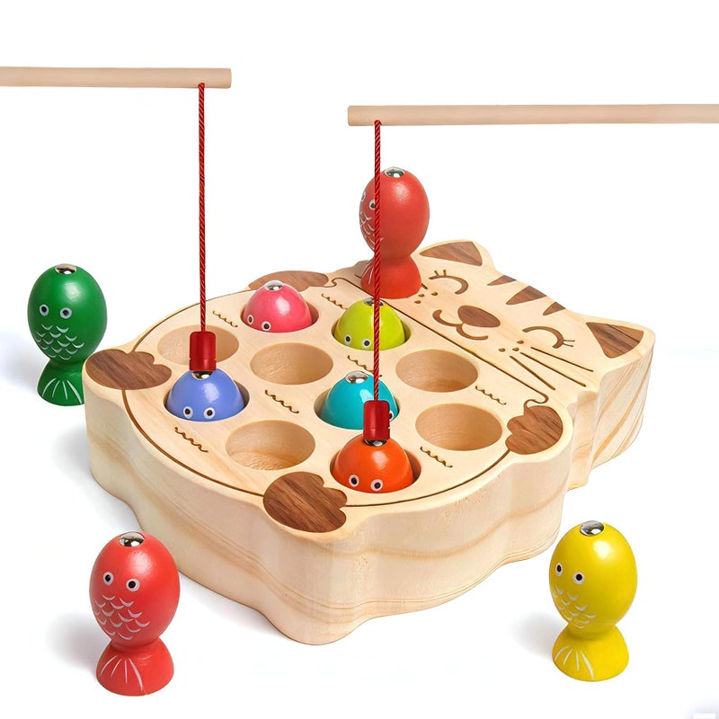NAODONGLI Fishing Game for Kids 35Wooden Montessori Preschool Education Learning HandEye Cognition Fine Motor Skill Color Sorting Magnetic Fishing Toys Easter Basket Stuffers Gifts for Boys Girls - Image 3