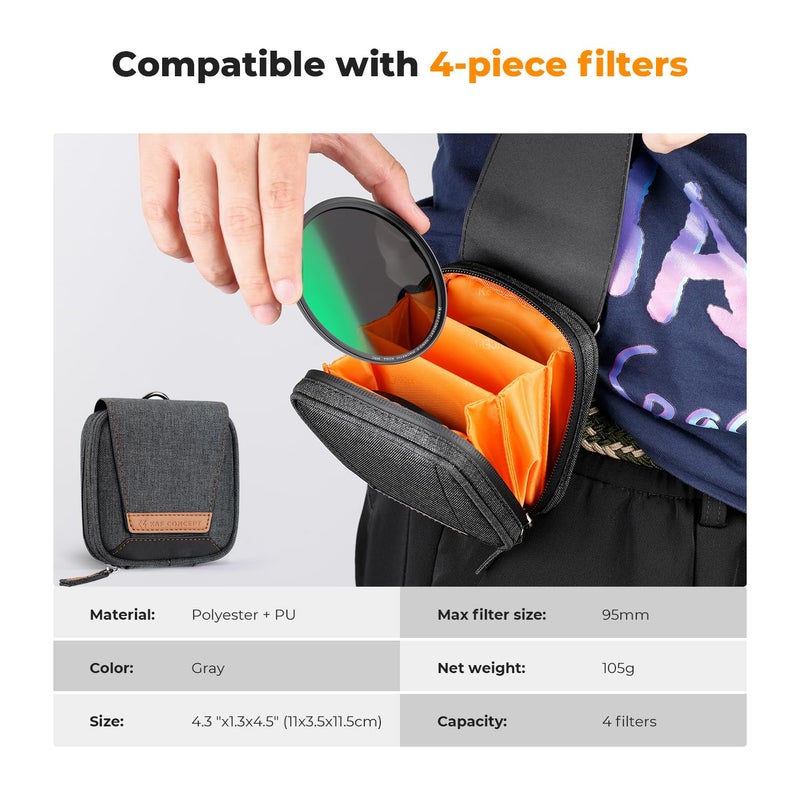 K&F Concept مجموعة فلاتر العدسة لكاميرا K&F CONCEPT 49mm مغناطيسية CPL+ND8+ND64+حلقة أساسية مغناطيسية+غطاء عدسة (5 قطع) - مجموعة فلاتر زجاجية بصرية قطبية وذات كثافة محايدة مع 28 طبقة متعددة الطلاء (سلسلة Nano-X) - Image 4