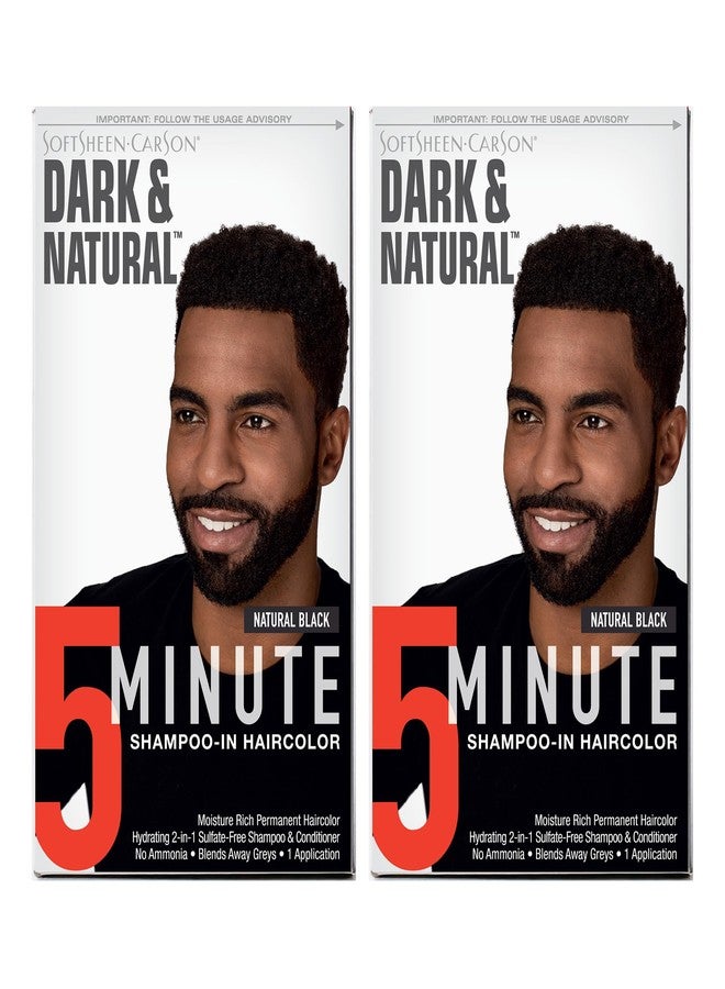 SOFT SHEEN SoftSheen-Carson Dark & Natural Hair Color for Men 5 Minutes, Natural Looking Gray Coverage for Up To 6 Weeks, Shampoo-in Permanent Hair Dye, Ammonia Free, Natural Black, 2 Count - Image 1
