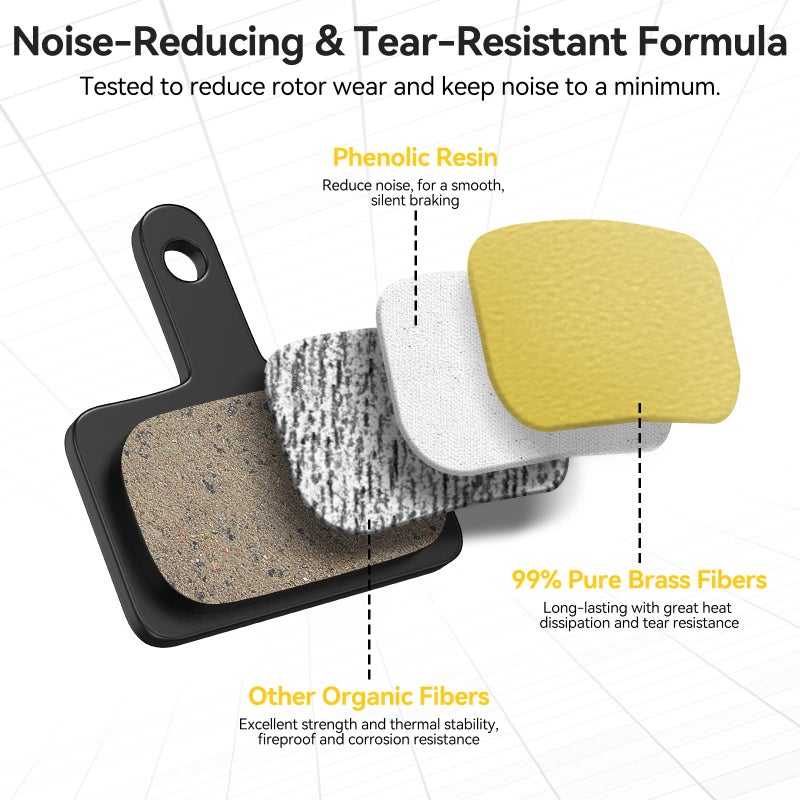 AGPTEK Bike Brake Pads, High-Performance Brake Pads, Resin Disc Brake Pads & Spring for Mountain Bike Disc Brakes, 4 Pairs Bike Pads, Compatible with TRP Tektro Shimano Deore Br, Black - Image 3