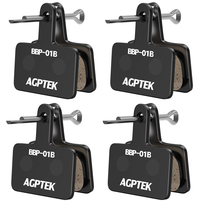 AGPTEK Bike Brake Pads, High-Performance Brake Pads, Resin Disc Brake Pads & Spring for Mountain Bike Disc Brakes, 4 Pairs Bike Pads, Compatible with TRP Tektro Shimano Deore Br, Black - Image 1