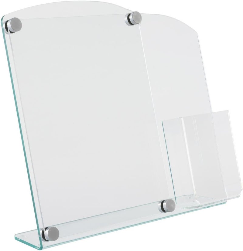 Displays2go Acrylic Sign Frame with Brochure Holder Displays 85x11 Graphics Literature Pocket for 4x9 Pamphlets Slant Back Sign Stand for Tabletop Use - Image 3