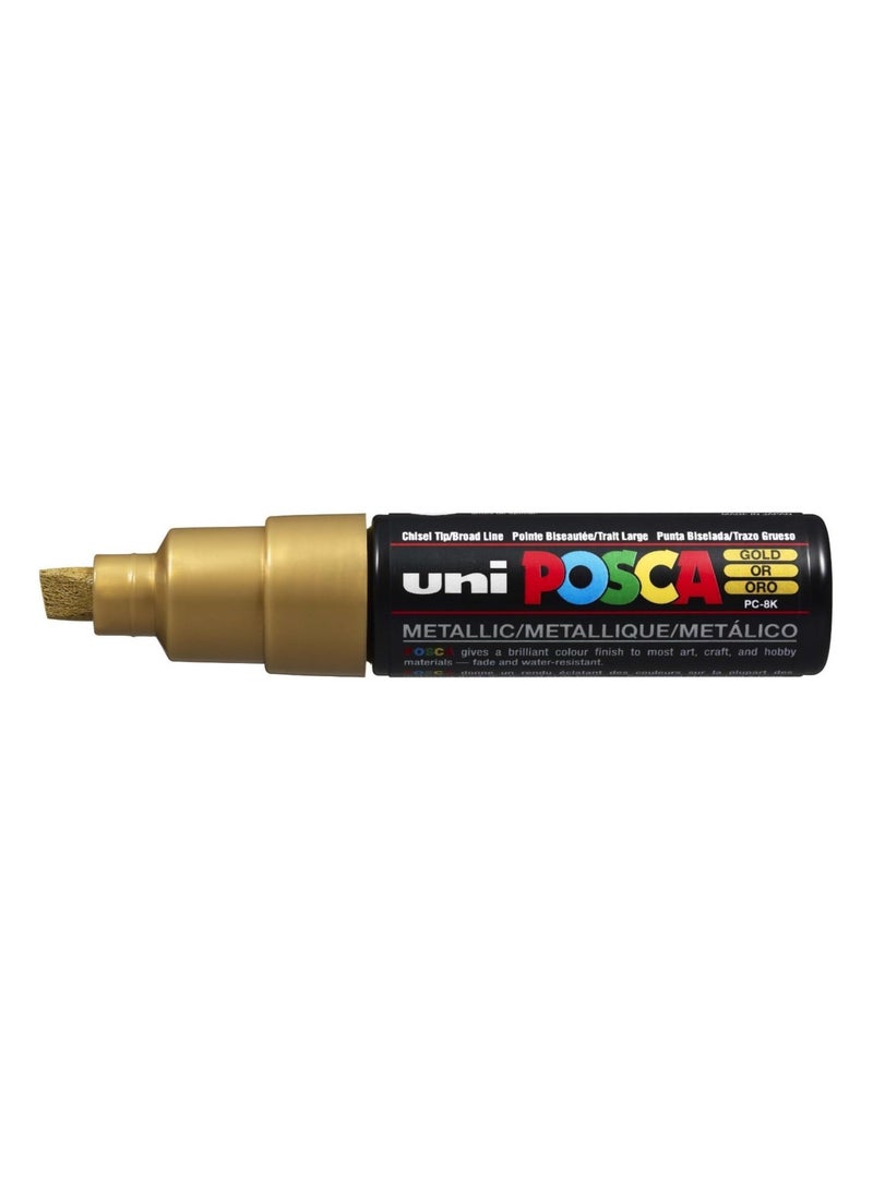 Uniball Uni-ball Mitsubishi Uni Posca 8 mm Chisel Tip Water Based Paint Marker, Gold  - Image 1
