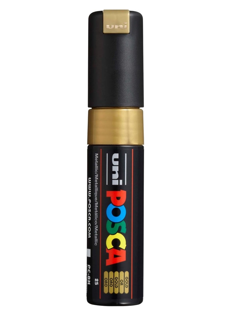 Uniball Uni-ball Mitsubishi Uni Posca 8 mm Chisel Tip Water Based Paint Marker, Gold  - Image 2