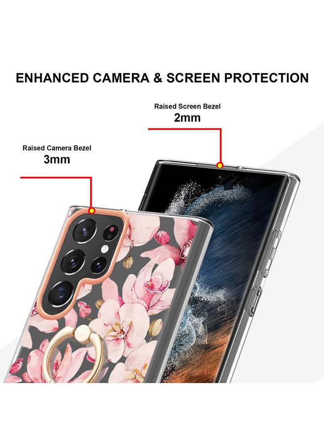 S-TOP Case For Samsung Galaxy S23 Ultra 5G Flowers and Plants Series IMD TPU Phone Case with Ring Holder - Image 3