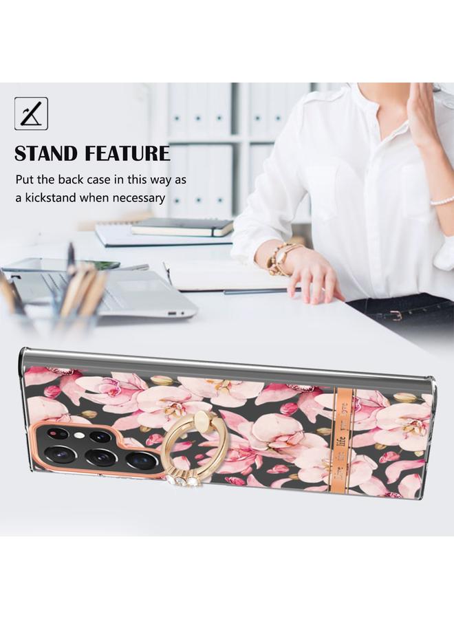 S-TOP Case For Samsung Galaxy S23 Ultra 5G Flowers and Plants Series IMD TPU Phone Case with Ring Holder - Image 2