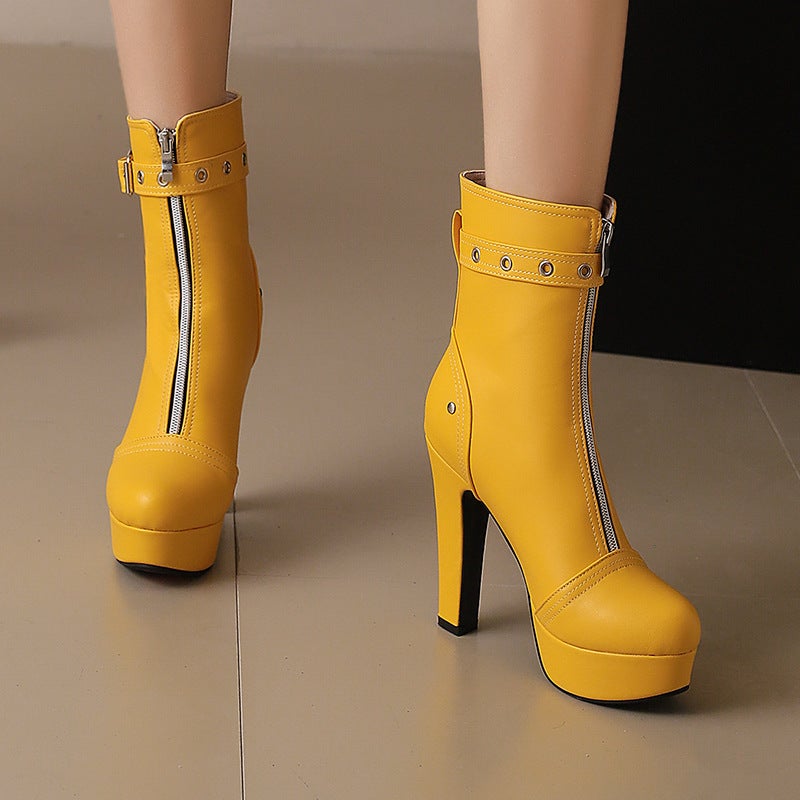 Wish Winter Fashion Super High Heel Thick Bottom 40-50 Low Tube Thick Bottom Low Boots Women - Image 3